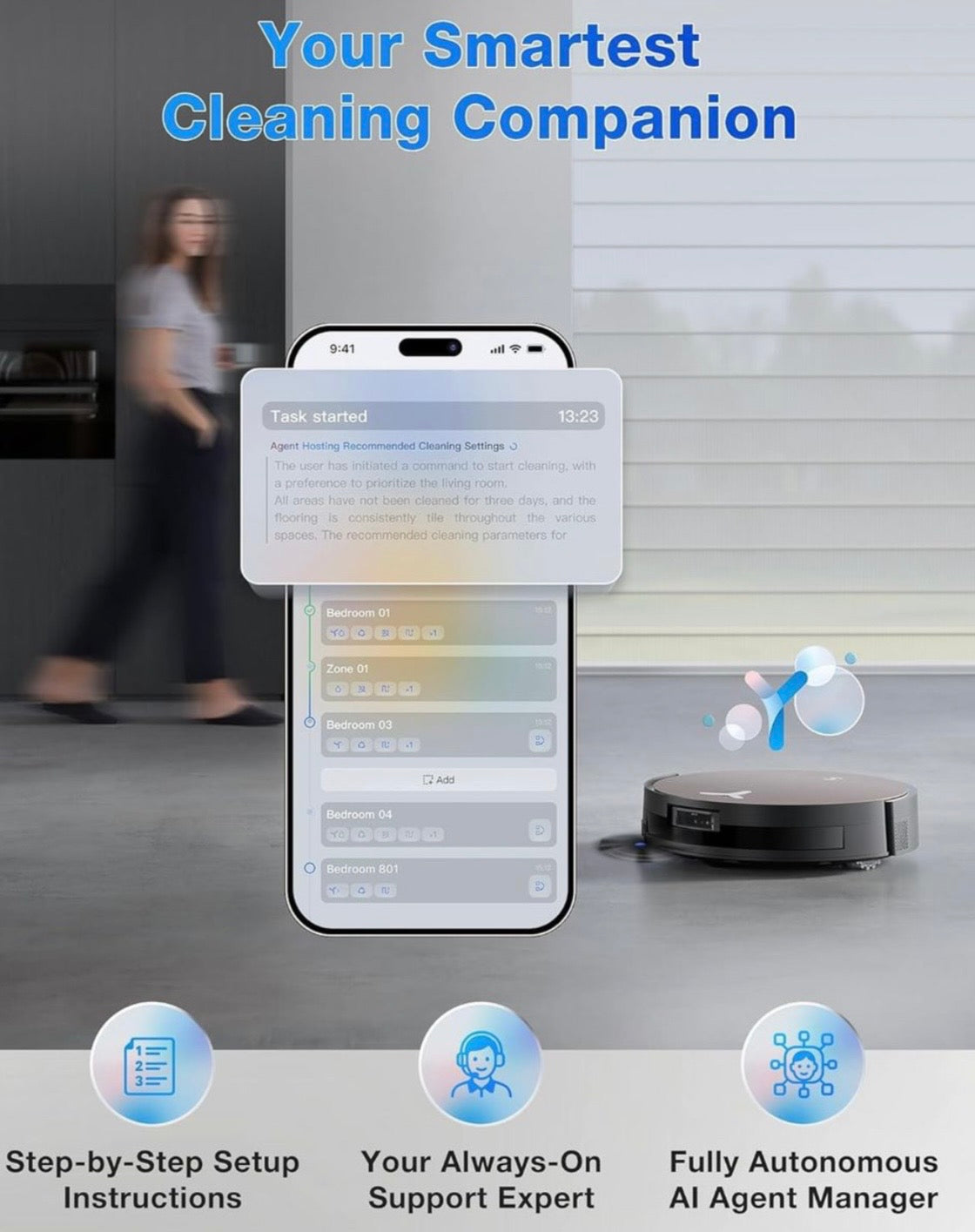 Ecovacs DEEBOT X11 OmniCyclone - Bagless, Wet Dry , 18,500Pa Robot Vacuum