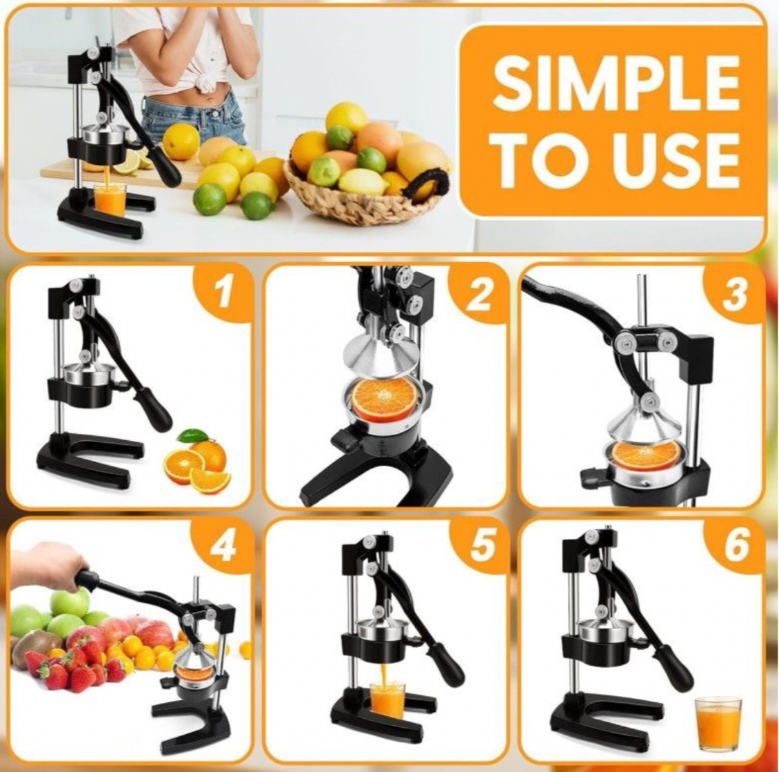Heavy Duty Manual Citrus Juicer Commercial Home Citrus Hand Press Juicer